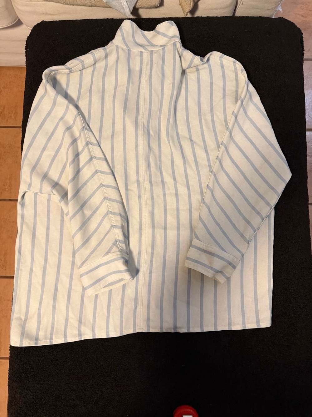 Aritzia Wilfred Blue & White Striped Button-Down Shirt Jacket - Large - Picture 7 of 10